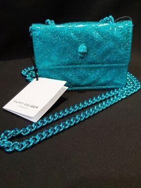 KURT GEIGER LONDON MICRO BLUE CHAIN WALLET/CROSSBODY